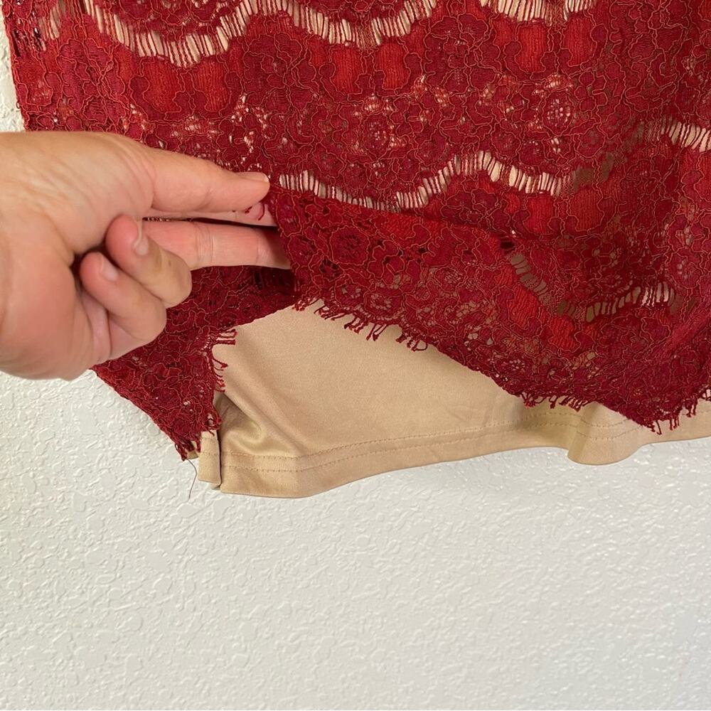 Lulus Heartthrob Rust Red Lace Flounce Sleeve Min… - image 7